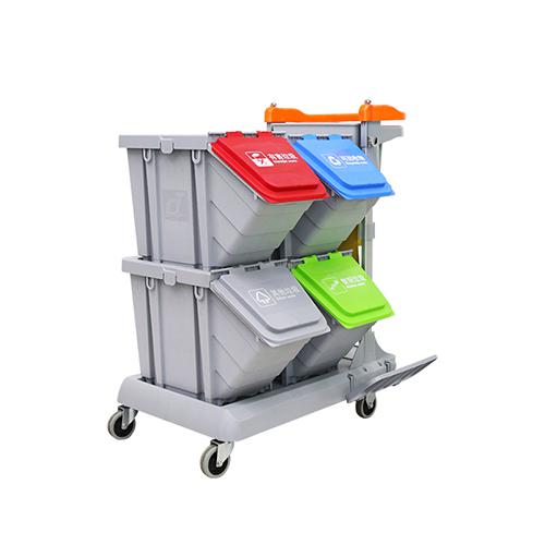 帶剎車靈動型分類收納系統(tǒng)清潔車，配工具袋、4個25公升分類箱 JDB T4100